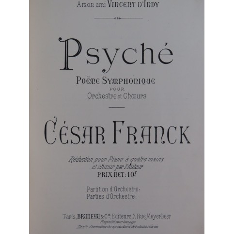 FRANCK César Psyché Chant Piano 4 mains ca1905