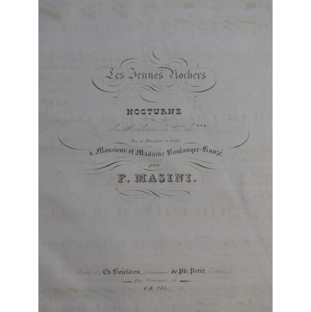 MASINI F. Les Jeunes Nochers Chant Piano ca1830