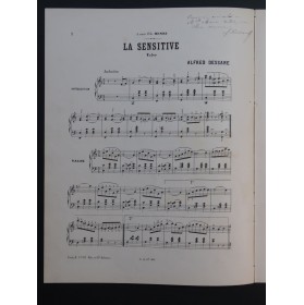 DESSANE Alfred La Sensitive Valse Dédicace Piano ca1890