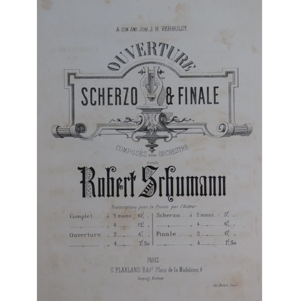 SCHUMANN Robert Ouverture op 52 Piano 4 mains ca1862