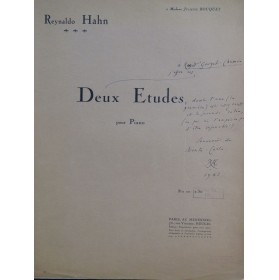 HAHN Reynaldo Deux Etudes Dédicace Piano 1927