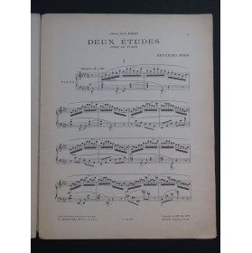 HAHN Reynaldo Deux Etudes Dédicace Piano 1927