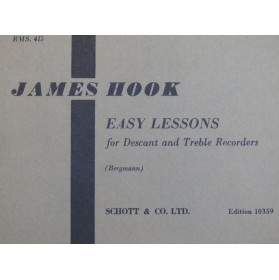 HOOK James Easy Lessons Recorders Flûtes à bec 1956