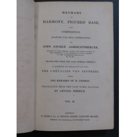 ALBRECHTSBERGER John George Methods of Harmony Figured Base Vol 2 ca1840