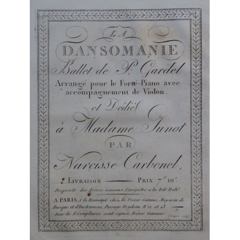 MÉHUL La Dansomanie Ballet Carbonel 2ème Partie Piano Violon ca1800