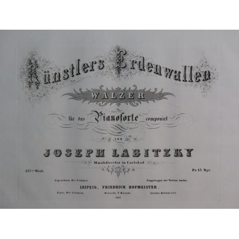 LABITZKY Joseph Künstlers Erdenwallen Piano ca1855