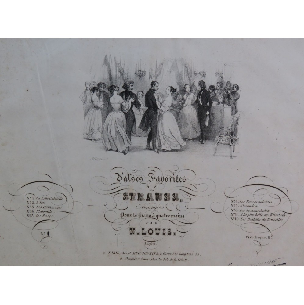 STRAUSS Johann La Belle Gabrielle Piano 4 mains ca1840