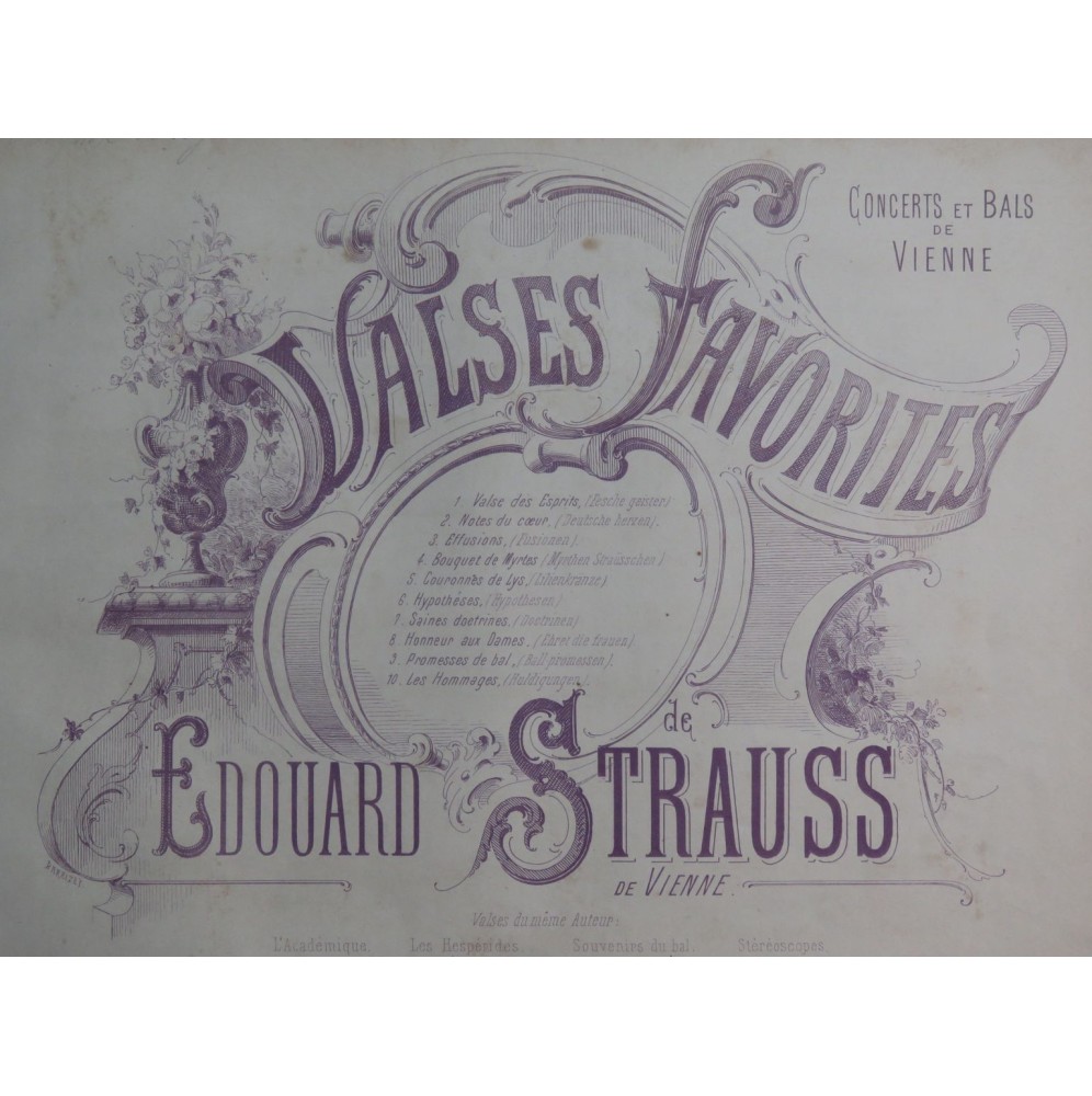 STRAUSS Edouard Bouquets de Myrtes Piano ca1873