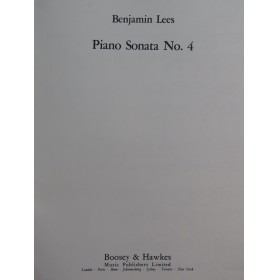 LEES Benjamin Piano Sonata No 4 Piano 1965