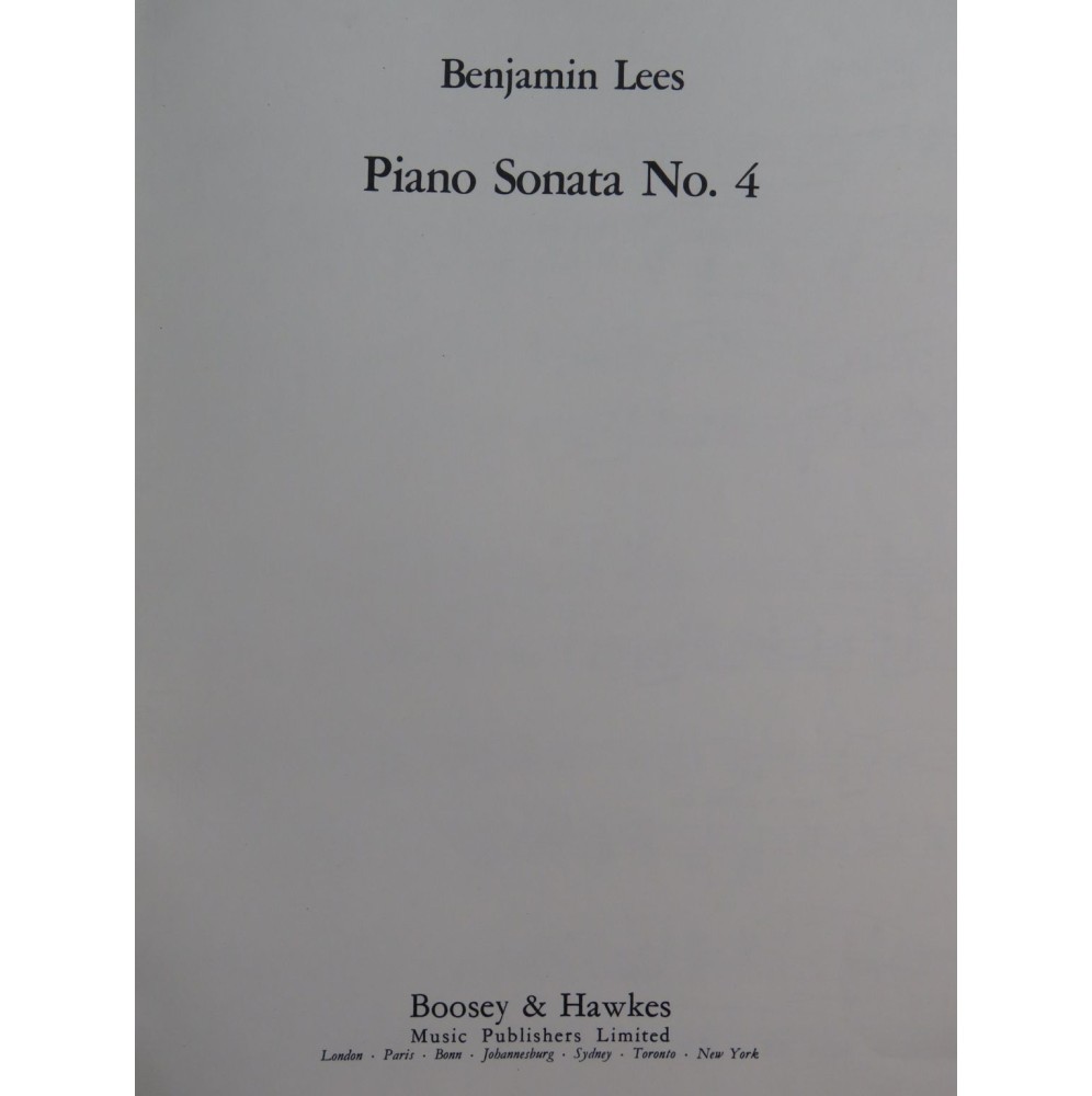 LEES Benjamin Piano Sonata No 4 Piano 1965