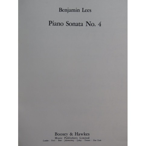 LEES Benjamin Piano Sonata No 4 Piano 1965