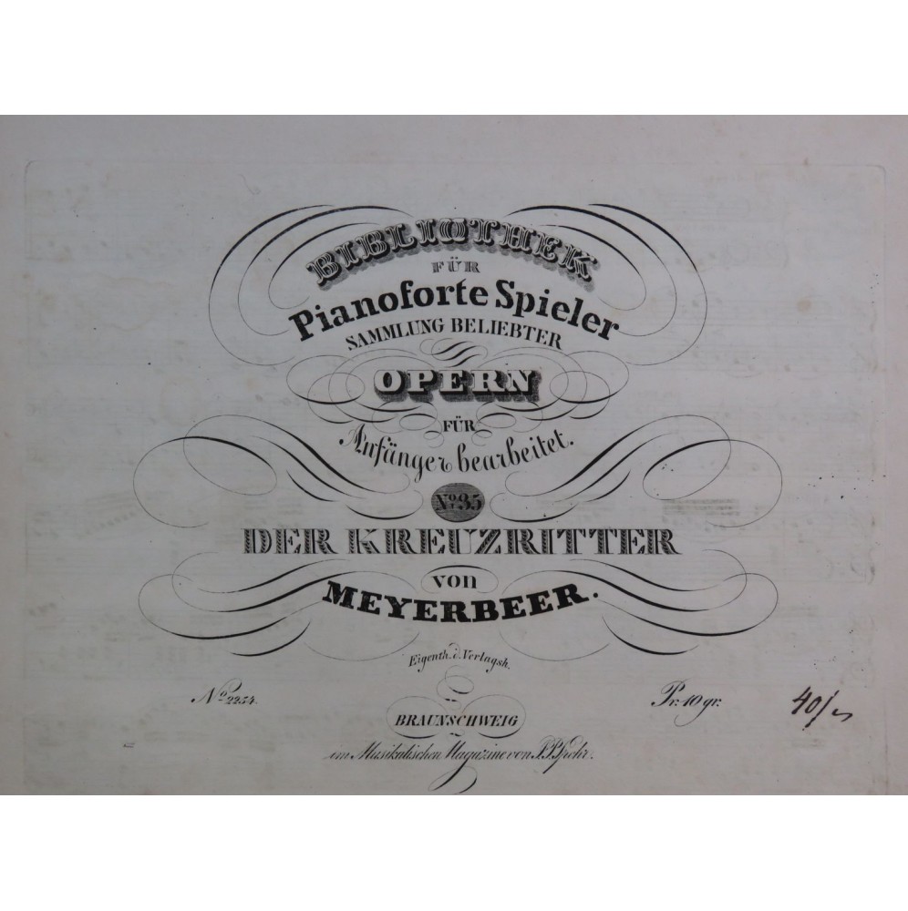 MEYERBEER G. Der Kreuzritter Piano ca1840