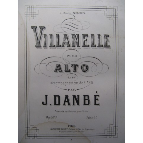 DANBÉ Jules Villanelle Alto Piano 1877