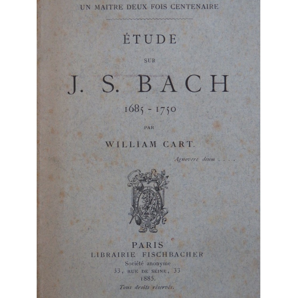 CART William Étude sur J. S. Bach 1885