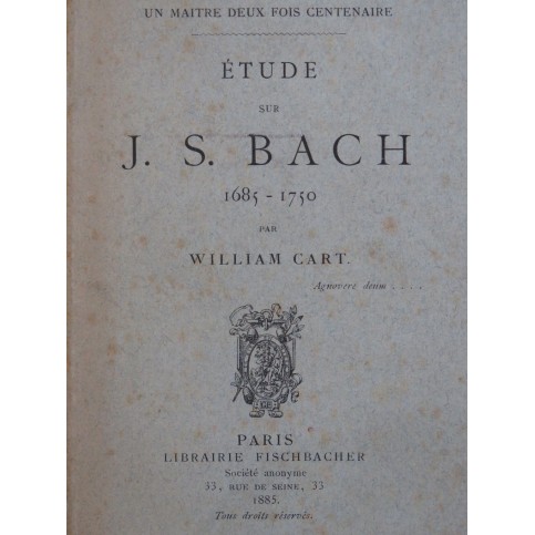 CART William Étude sur J. S. Bach 1885