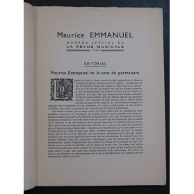 La Revue Musicale Maurice Emmanuel 1947