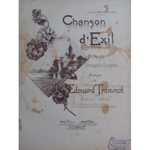 TRÉMISOT Edouard Chanson d'Exil Chant Piano 1897