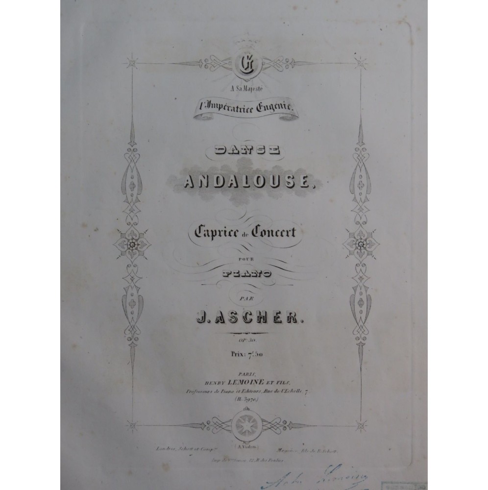 ASCHER Joseph Danse Andalouse Piano ca1855