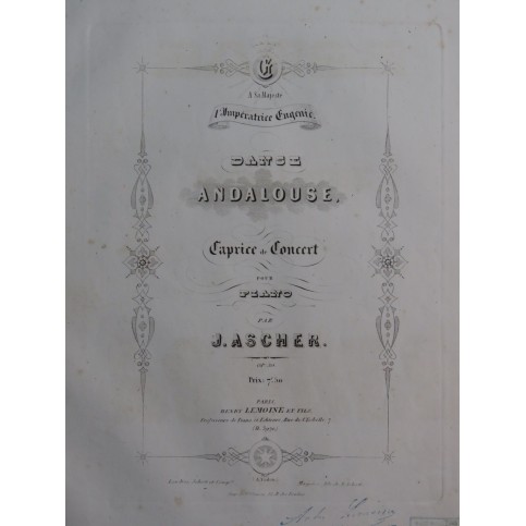 ASCHER Joseph Danse Andalouse Piano ca1855