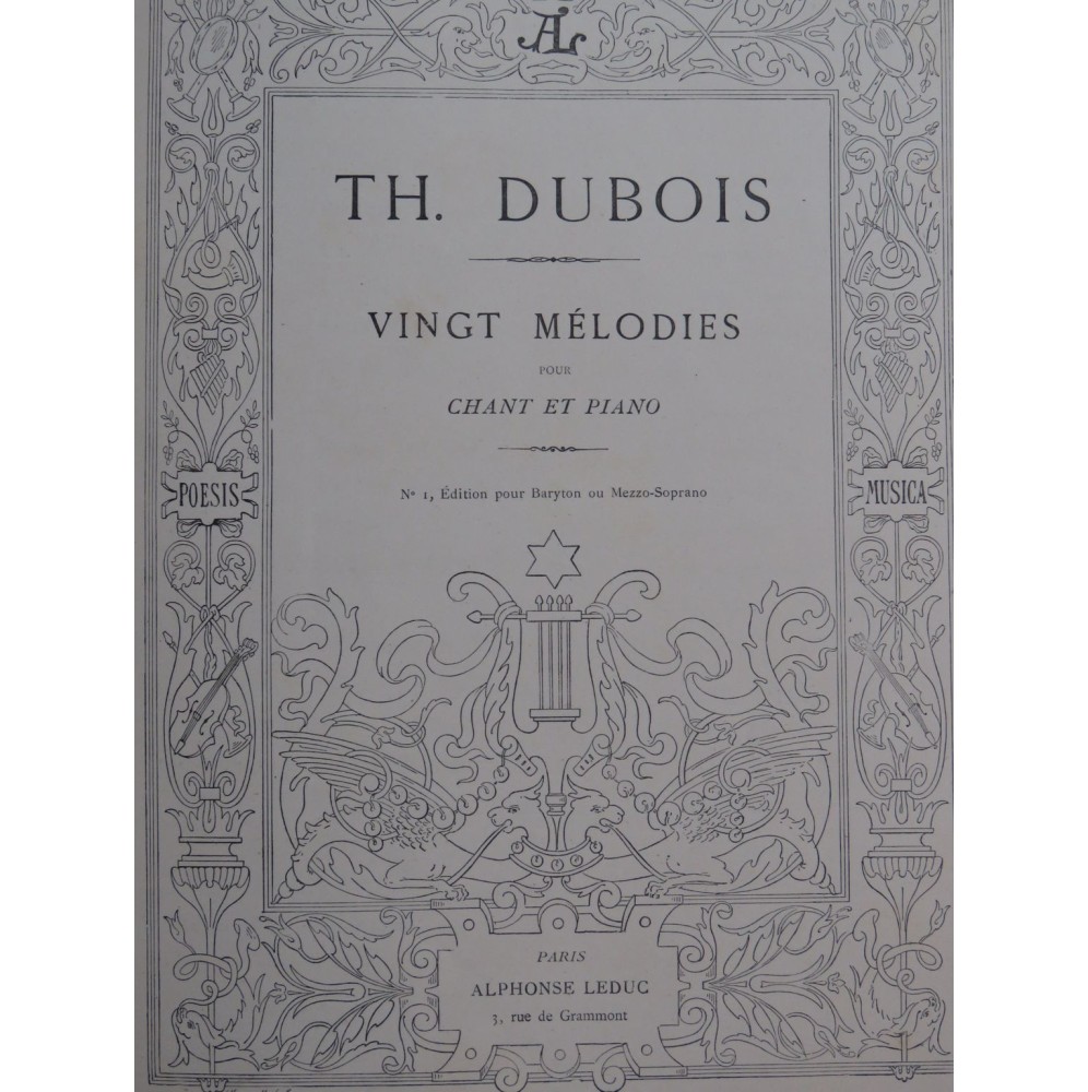 DUBOIS Théodore Vingt Mélodies Chant Piano ca1885