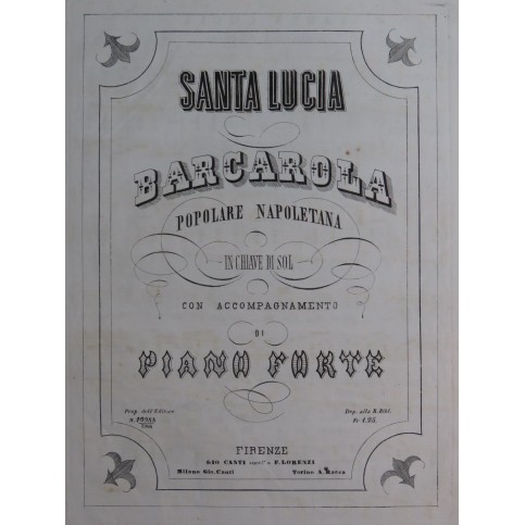 Santa Lucia Barcarola Popolare Napoletana Chant Piano XIXe