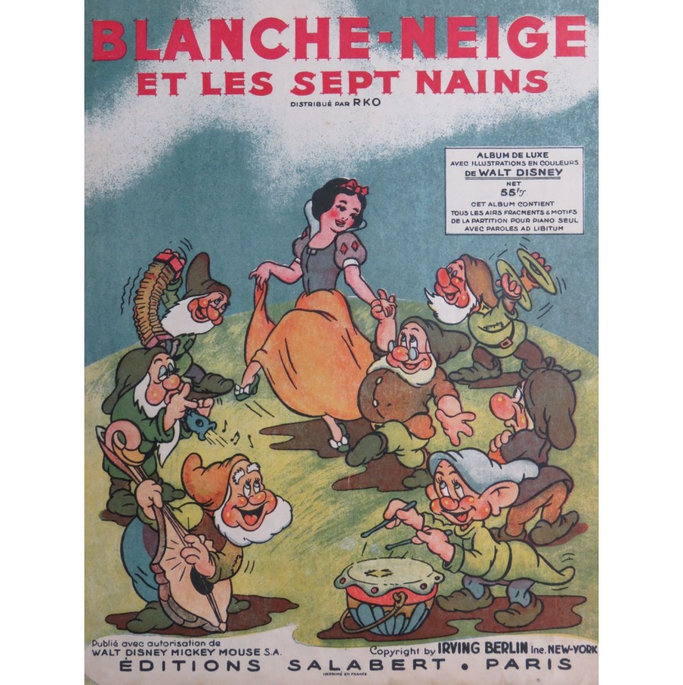 CHURCHILL Frank Blanche Neige et les Sept Nains Chant Piano 1945