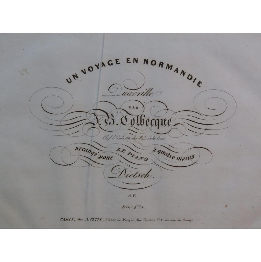 TOLBECQUE J. B. Un Voyage en Normandie Piano 4 mains ca1830