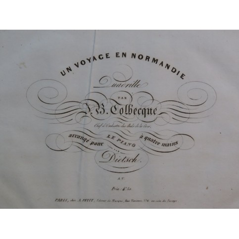 TOLBECQUE J. B. Un Voyage en Normandie Piano 4 mains ca1830