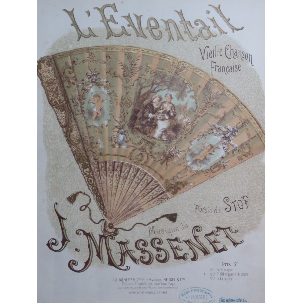 MASSENET Jules L'Eventail Chant Piano 1892