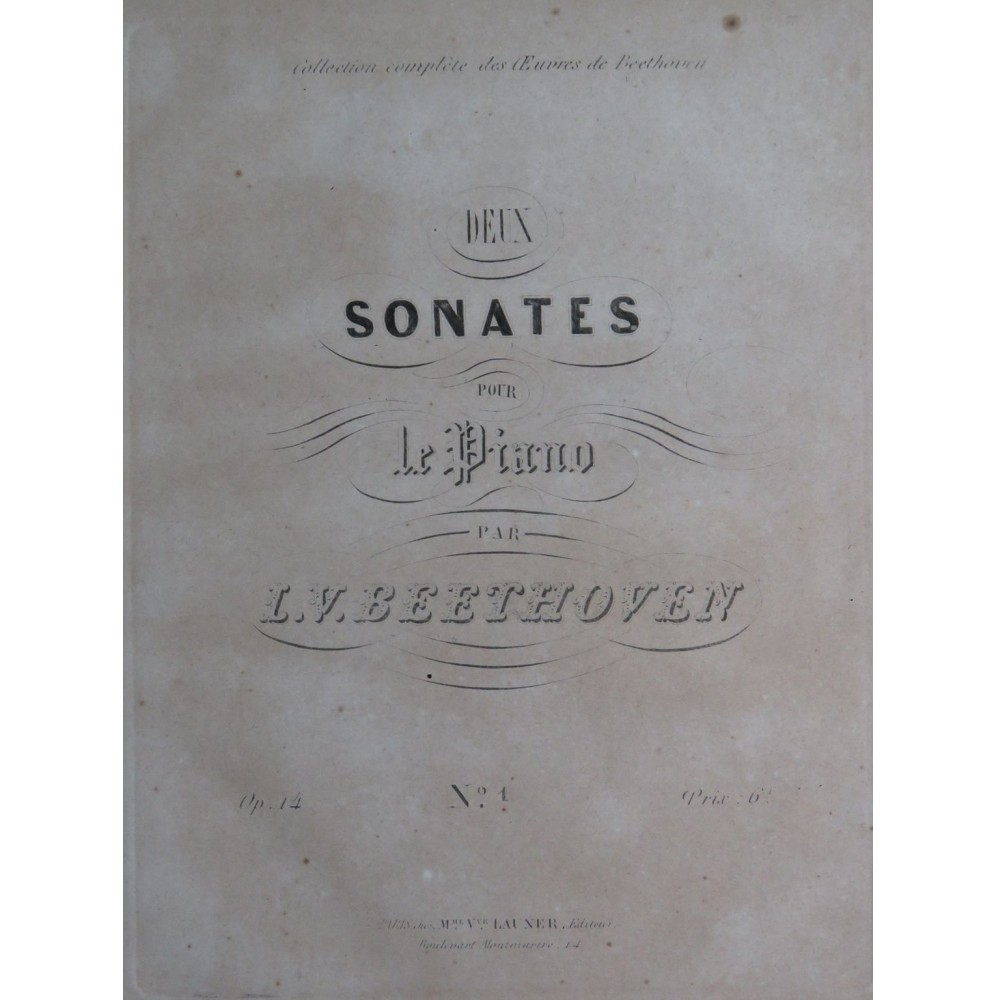 BEETHOVEN Sonate op 14 No 1 Piano ca1845