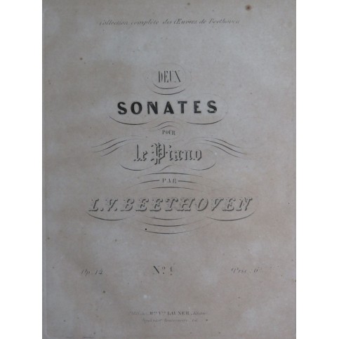 BEETHOVEN Sonate op 14 No 1 Piano ca1845