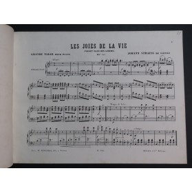 STRAUSS Johann Les Joies de la Vie op 340 Piano ca1873