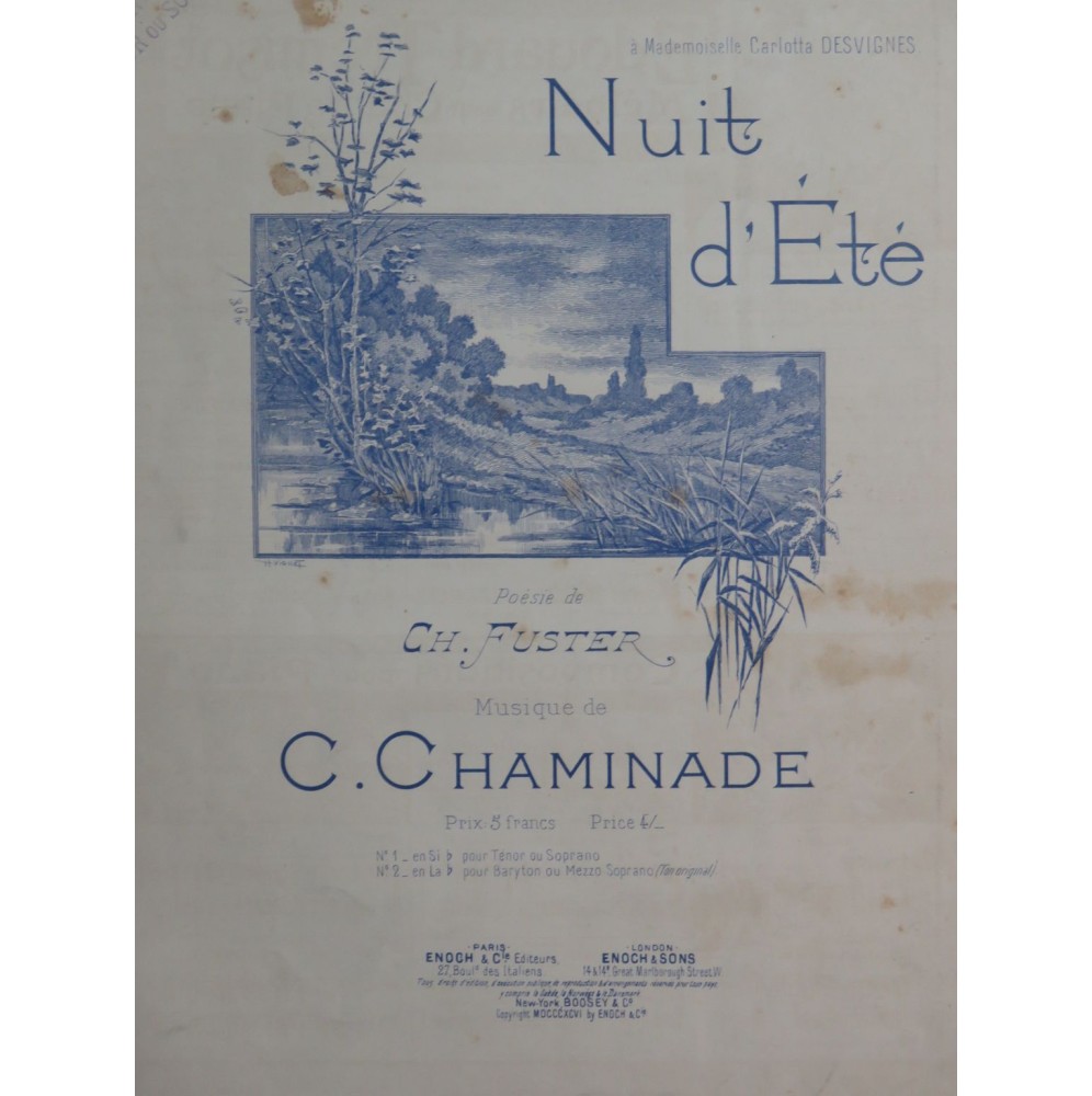 CHAMINADE Cécile Nuit d'Été Chant Piano 1896