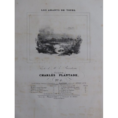 PLANTADE Charles Les Amants de Tours Chant Piano ca1840