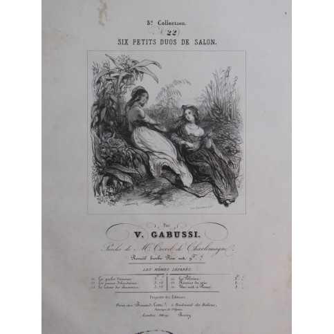 GABUSSI Vincenzo Les Jeunes Irlandaises Chant Piano ca1840