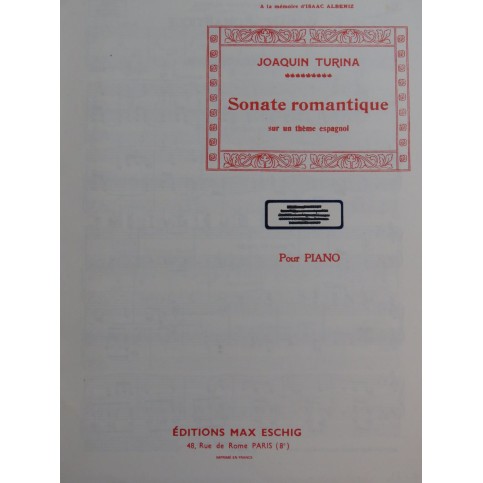 TURINA Joaquin Sonate Romantique Piano 1951