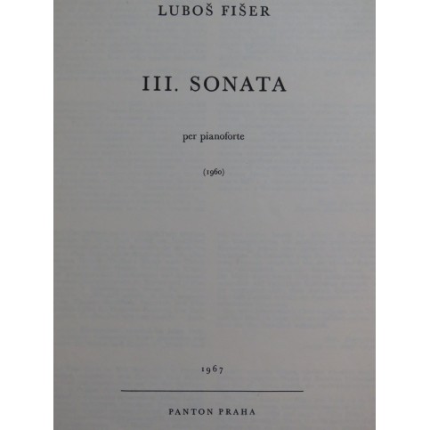 FISER Lubos Sonata No 3 Piano 1967