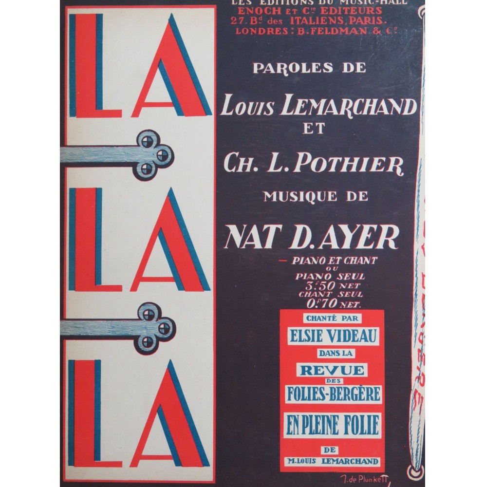 DAYER Nat LA - LA - LA Chant Piano 1922