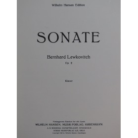 LEWKOVITCH Bernhard Sonate op 2 Piano