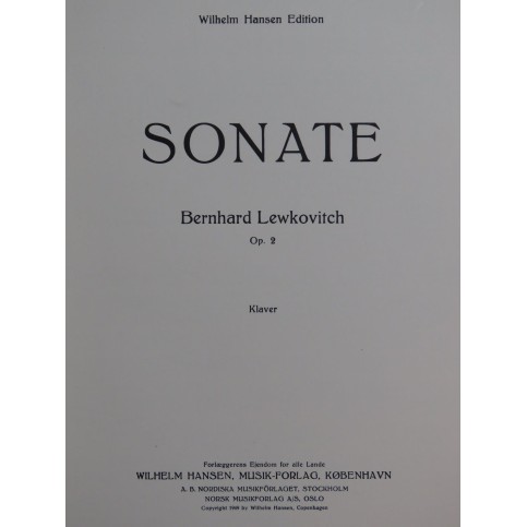 LEWKOVITCH Bernhard Sonate op 2 Piano