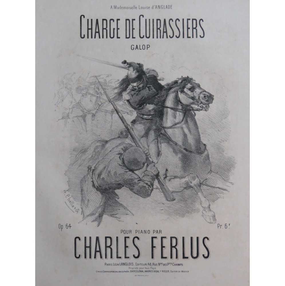 FERLUS Charles Charge de Cuirassiers Piano ca1872