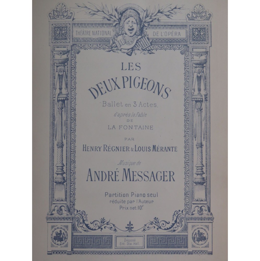 MESSAGER André Les Deux Pigeons Dédicace DUBOIS La Farandole Piano ca1890