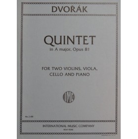 DVORAK Anton Quintet op 81 Piano Violon Alto Violoncelle