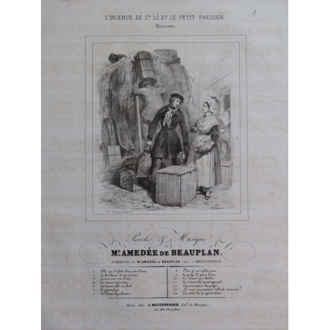 DE BEAUPLAN Amédée L'Ingénue de St Lô et le petit parisien Chant Piano ca1840