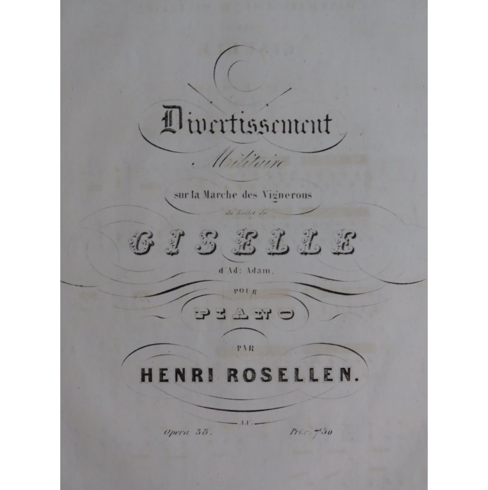 ROSELLEN Henri Divertissement Militaire op 38 Piano ca1840