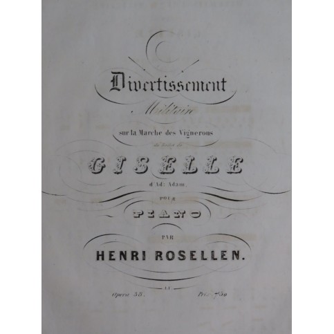 ROSELLEN Henri Divertissement Militaire op 38 Piano ca1840