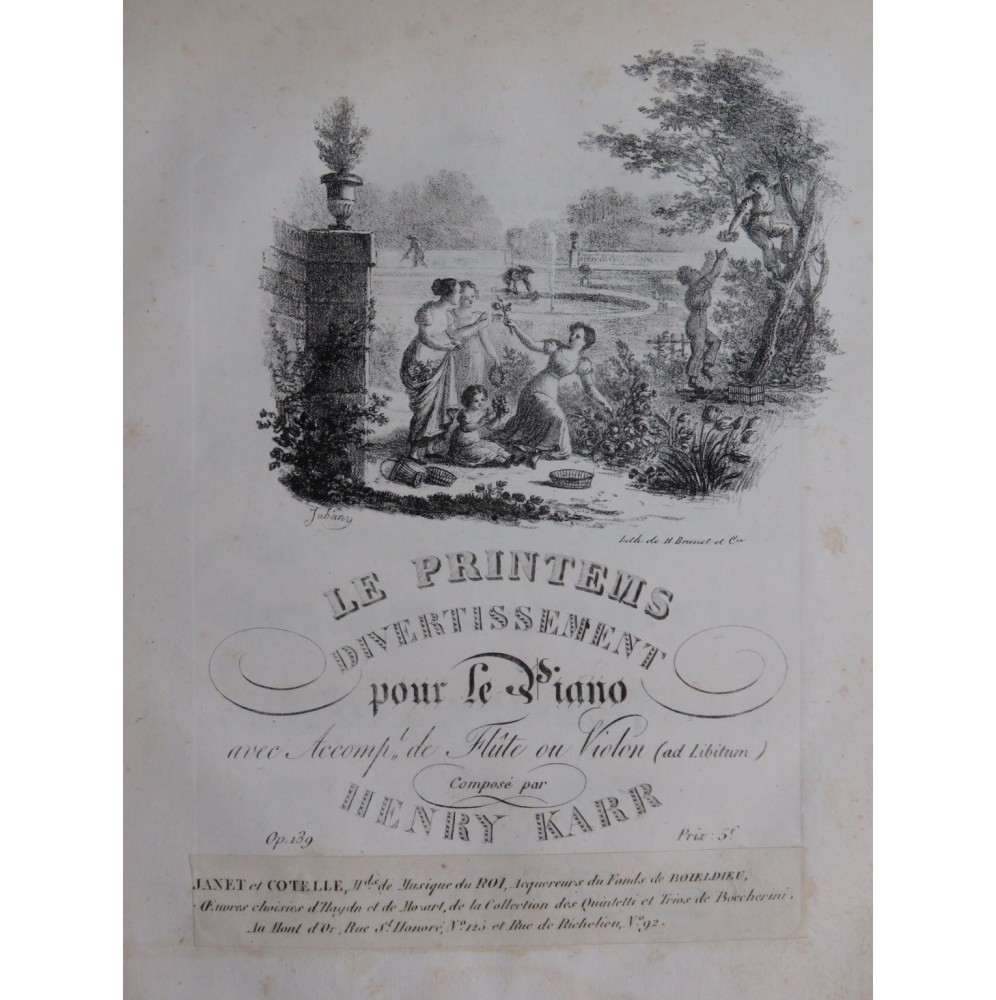 KARR Henry Le Printemps Divertissement op 139 Piano ca1830