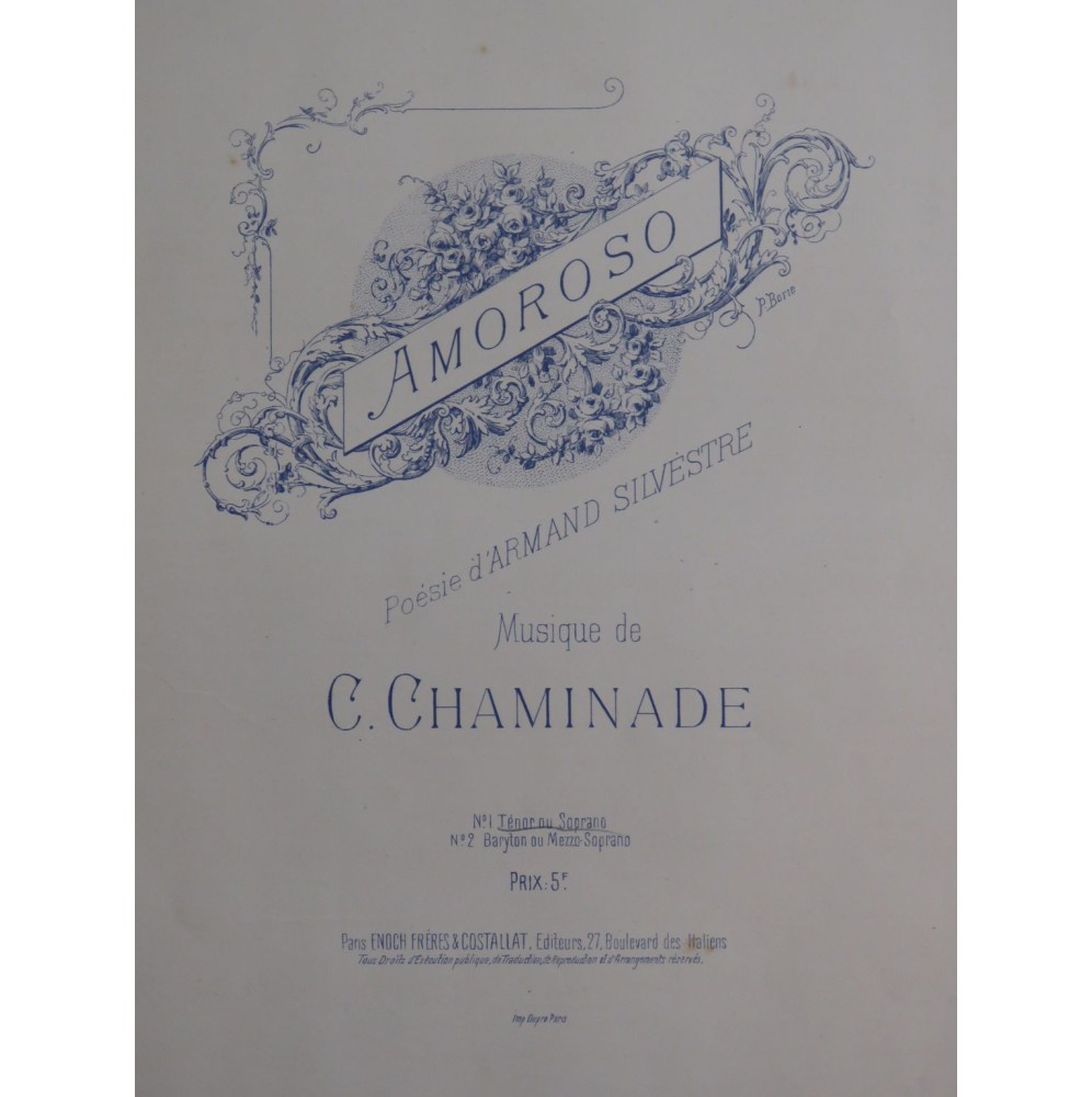 CHAMINADE Cécile Amoroso Chant Piano ca1891