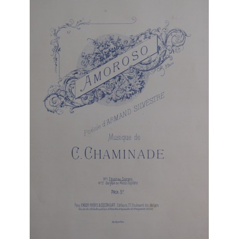 CHAMINADE Cécile Amoroso Chant Piano ca1891