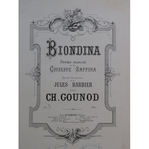 GOUNOD Charles Biondina No 8 Chant Piano 1873